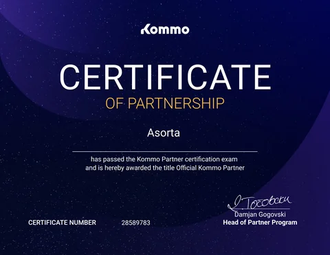 Сертификат Kommo (amoCRM) — сертифицированный партнёр